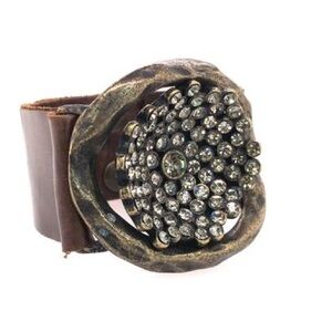 Rebel Crystal Flower Insert Leather Bracelet